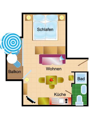 Appartement mit Balkon